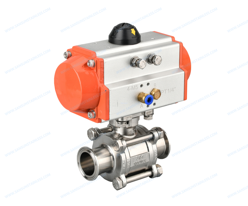 316 Edelstahl Pneumatische 3 -teilige Kugelventil