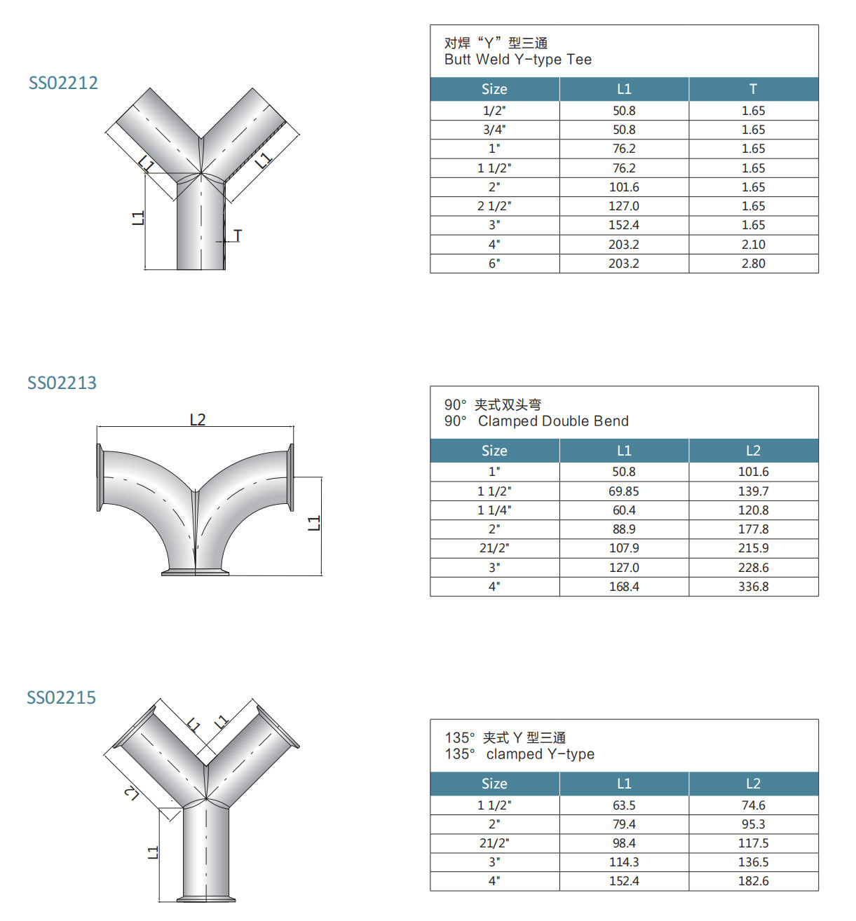 drawing of 3A Y type tee