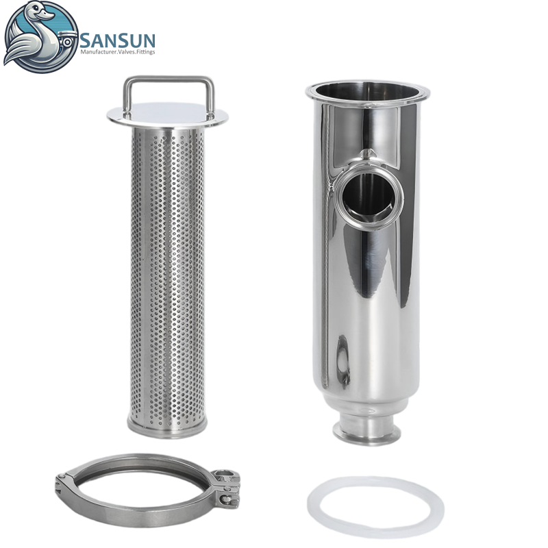  Tri-Clamp-Winkelfilter aus 316L-Edelstahl für die Flüssigkeitskühlung im Rechenzentrum