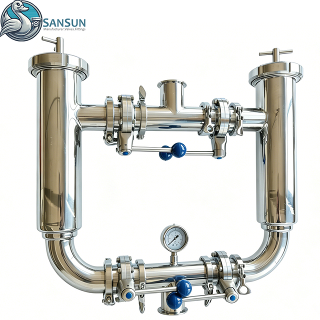 Sanitärer Duplex-Korbfilter aus Edelstahl für die Getränkemilchsaftfiltration