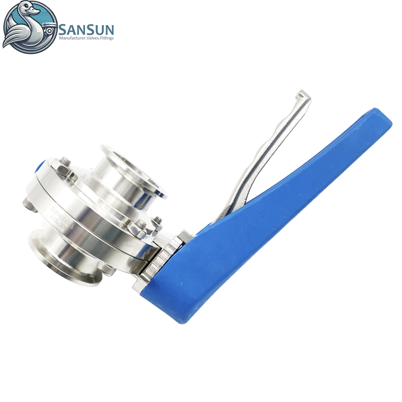 Tri-Clamp-Absperrklappen aus Edelstahl 316L für die Flüssigkeitskühlung im Rechenzentrum mit Auslösegriff