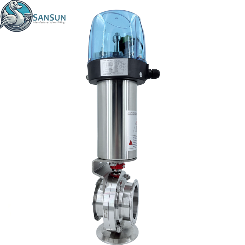 Pneumatische Tri-Clamp-Absperrklappe aus Edelstahl für die Flüssigkeitskühlung im Rechenzentrum mit C-TOP