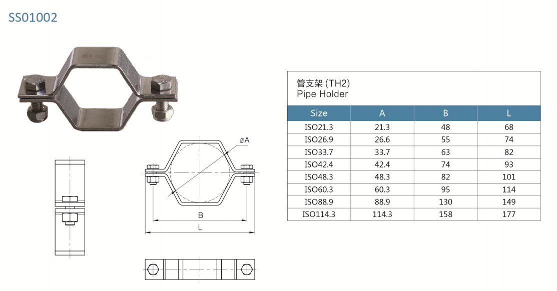 Zeichnen von Rohrhalter SS01002