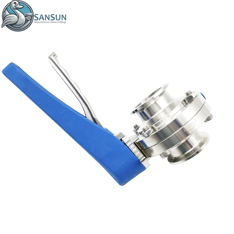 Tri-Clamp-Absperrklappen aus Edelstahl 316L für die Flüssigkeitskühlung im Rechenzentrum mit Auslösegriff