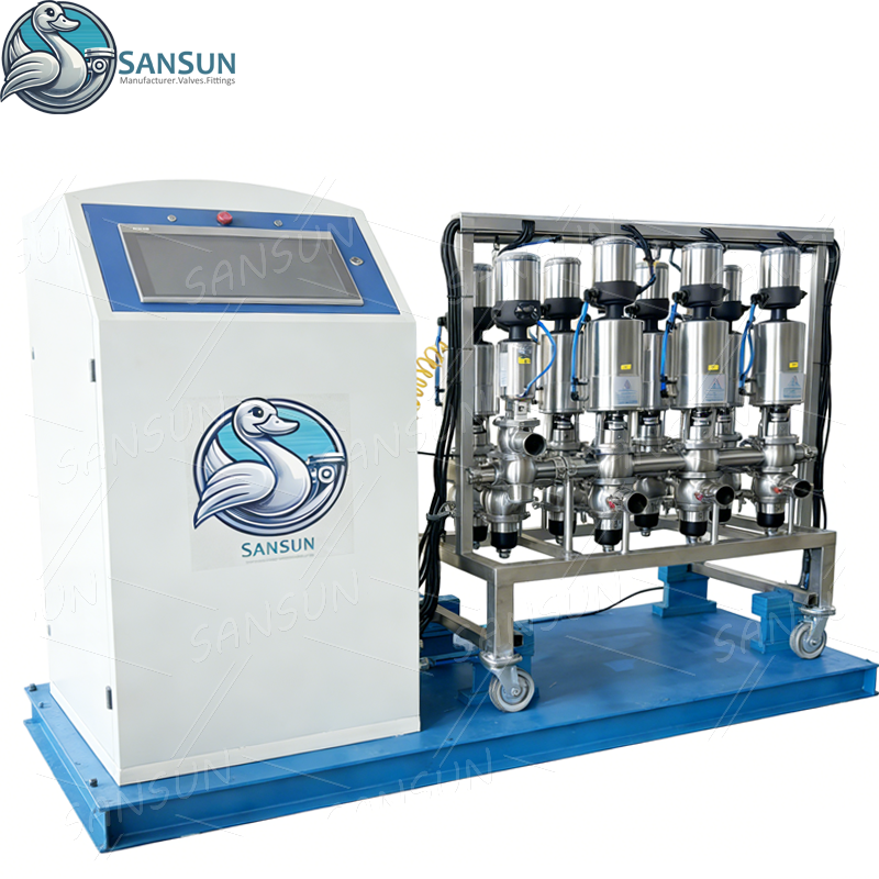 Vermischungssicherer Ventilverteiler aus lebensmittelechtem Sanitär-Edelstahl