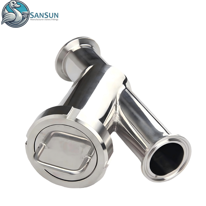 Sanitär-Edelstahl-Tri-Clamp-Y-Filter AISI304 AISI316L für AI-Rechenzentrum, Flüssigkeitskühlung, CDU-Kühlmittelfiltration, SANSUN