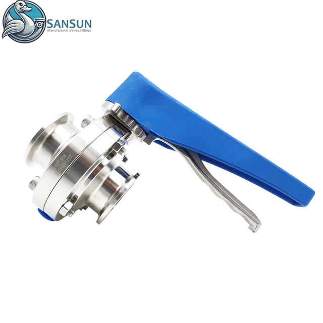 Tri-Clamp-Absperrklappen aus Edelstahl 316L für die Flüssigkeitskühlung im Rechenzentrum mit Auslösegriff