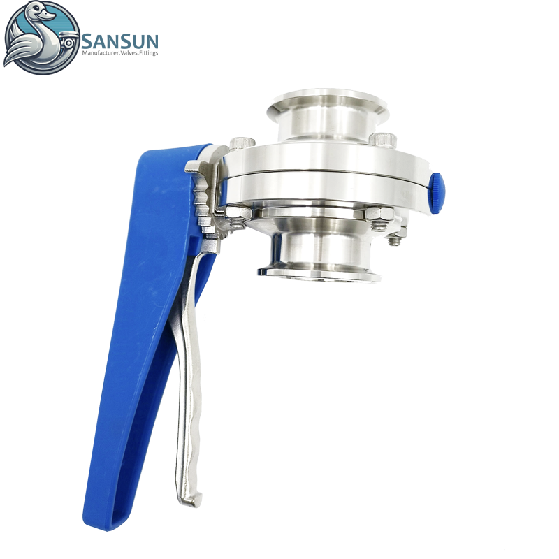 Tri-Clamp-Absperrklappen aus Edelstahl 316L für die Flüssigkeitskühlung im Rechenzentrum mit Auslösegriff