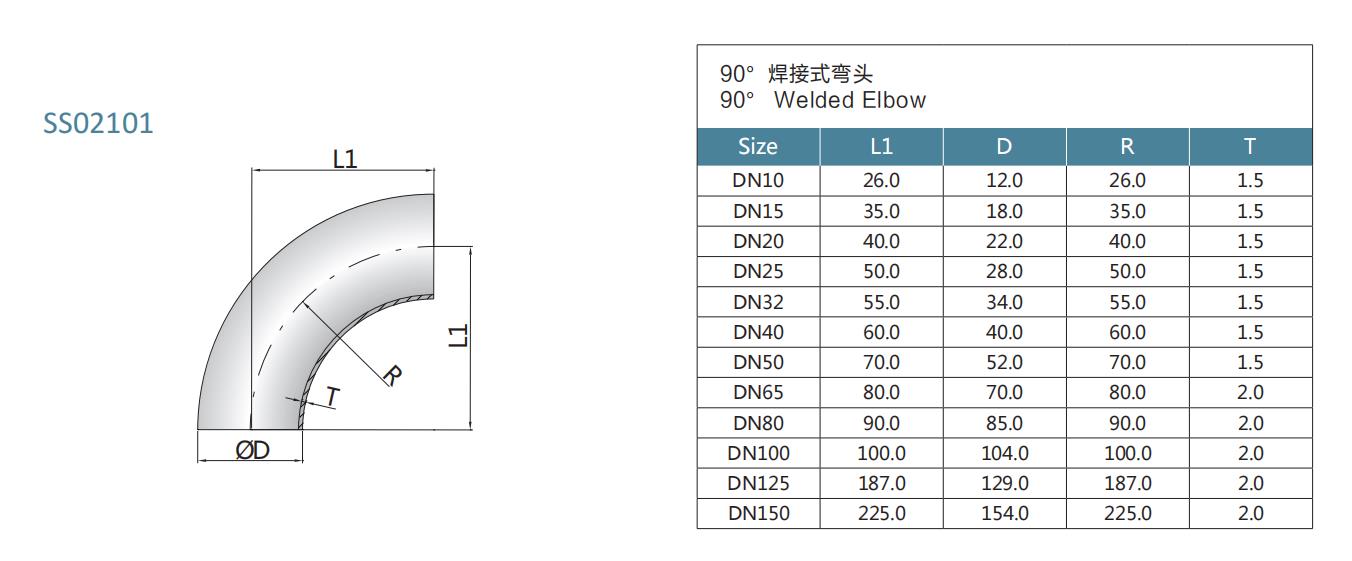 Zeichnung von Din-WELD-90 Grad-Elbow