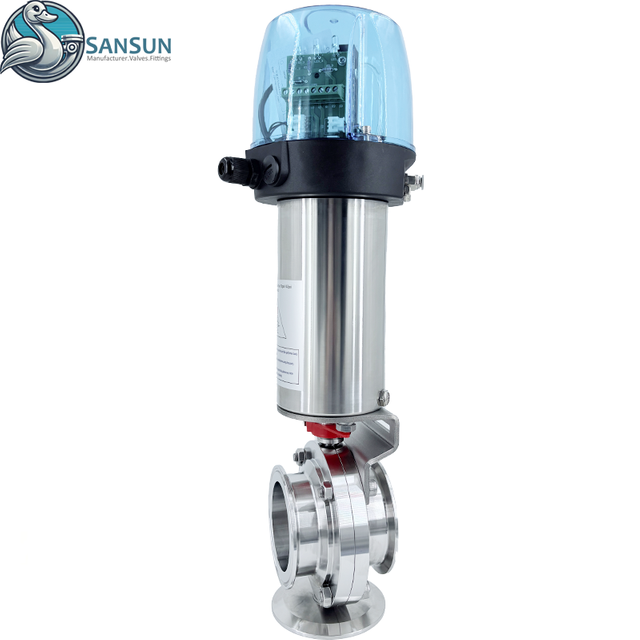 Pneumatisches Tri-Clamp-Absperrventil aus Edelstahl mit C-TOP für das Flüssigkeitskühlsystem von Rechenzentren