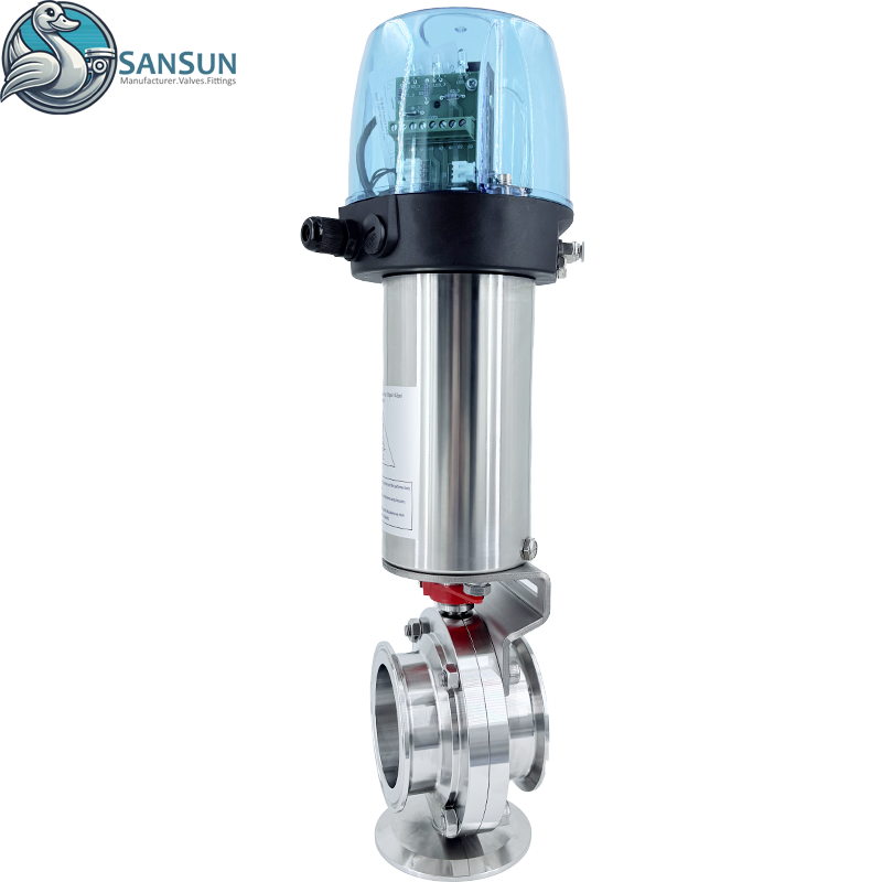 Pneumatische Tri-Clamp-Absperrklappe aus Edelstahl für die Flüssigkeitskühlung im Rechenzentrum mit C-TOP