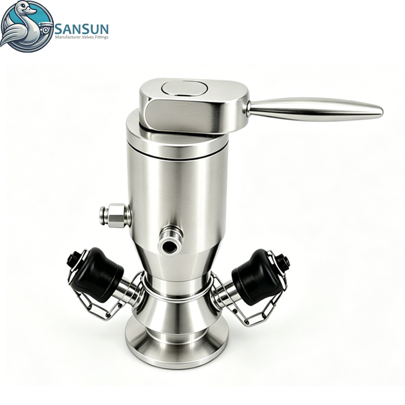 316L Sanitäres, pneumatisches, aseptisches Tri-Clamp-Probenahmeventil mit Handhebel 