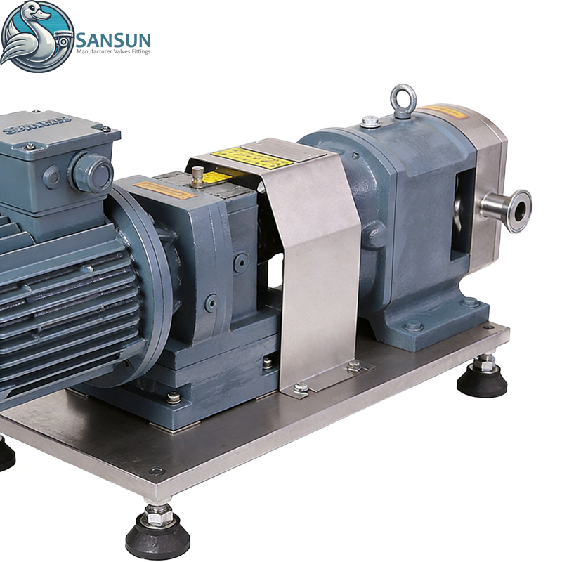 Sanitäre Edelstahl-Schweiß-/Klemmverdränger-Drehkolbenpumpe mit Getriebemotor