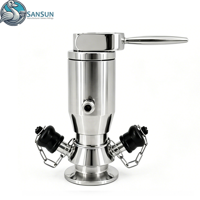 316L Sanitäres, pneumatisches, aseptisches Tri-Clamp-Probenahmeventil mit Handhebel 