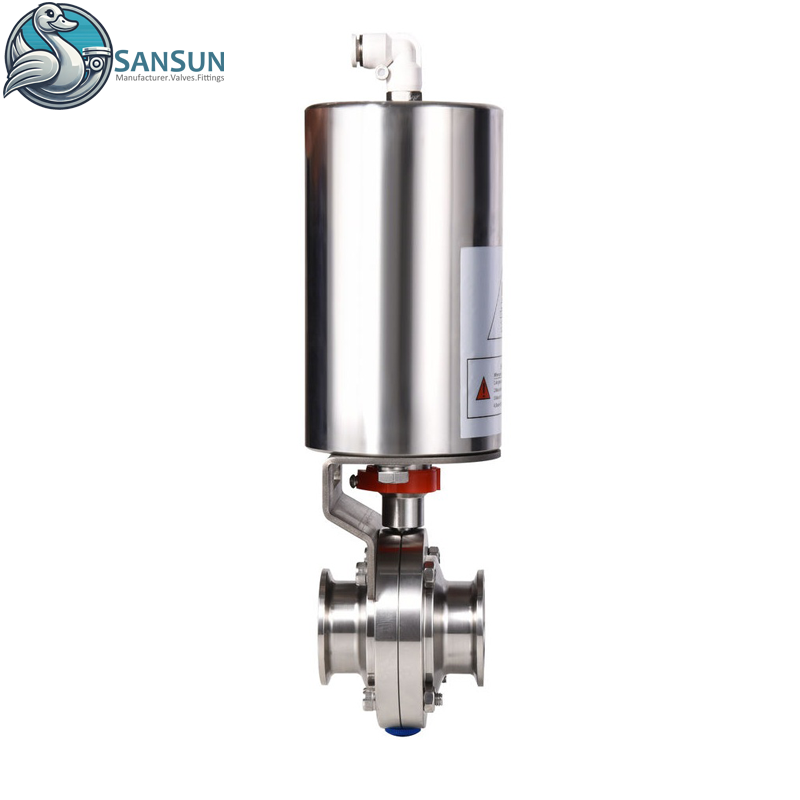 Sanitär-Pneumatik-Stellantrieb, Klemme, Wasser-Absperrklappe, Edelstahl 304 316L in Lebensmittelqualität