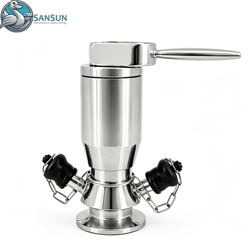316L Sanitäres, pneumatisches, aseptisches Tri-Clamp-Probenahmeventil mit Handhebel 