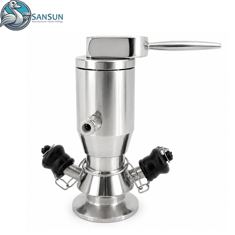 316L Sanitäres, pneumatisches, aseptisches Tri-Clamp-Probenahmeventil mit Handhebel 