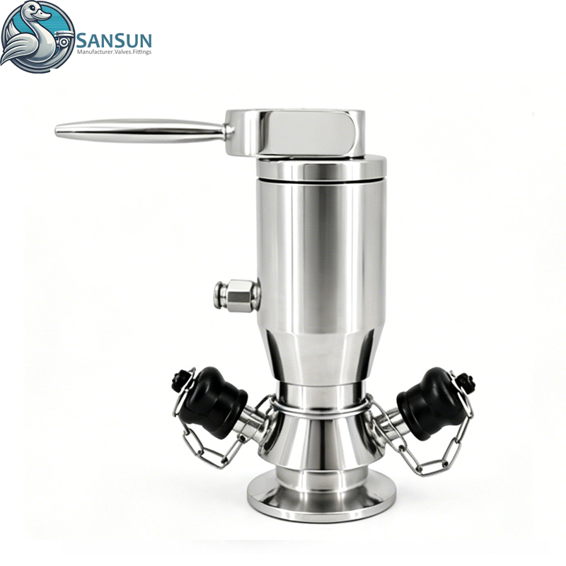 316L Sanitäres, pneumatisches, aseptisches Tri-Clamp-Probenahmeventil mit Handhebel 